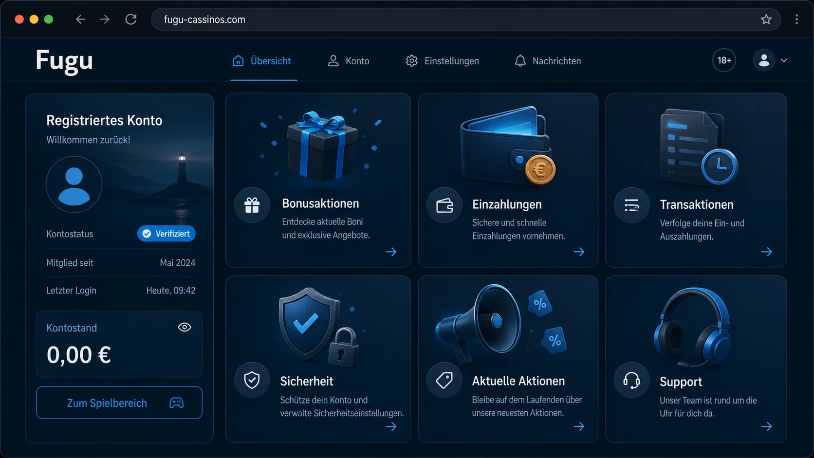 Vorteile eines registrierten Fugu Casino Kontos
